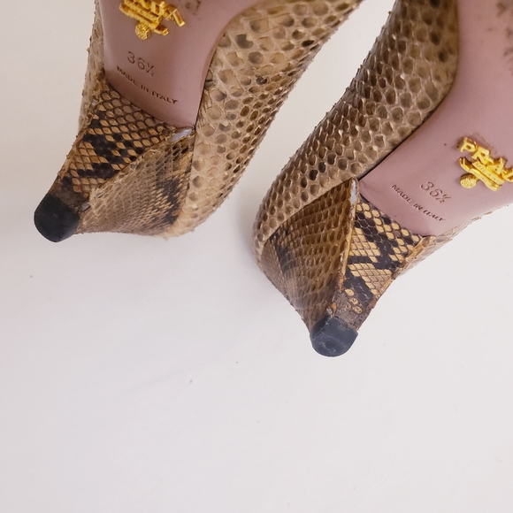 Prada Python Snakeskin Pattern Peeptoe Heels 36.5 - Picture 12 of 12